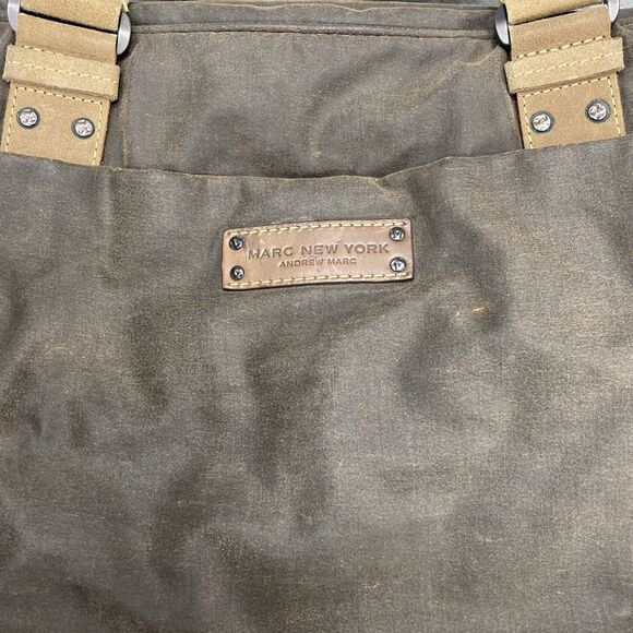 Marc New York Andrew Marc Suede/Canvas Duffle Bag Weekender Travel Bag NO STRAP - Picture 9 of 9
